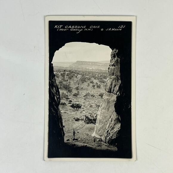 1930 RPPC Kit Carsons Cave Gallup New Mexico Willis Franklin 1c Stamp Postcard - Picture 1 of 5